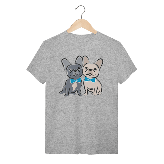 Camiseta Bulldog Francês Casal de Gravatinha