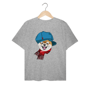 Camiseta Plus Size Spitz Alemão de Boina e Cachecol
