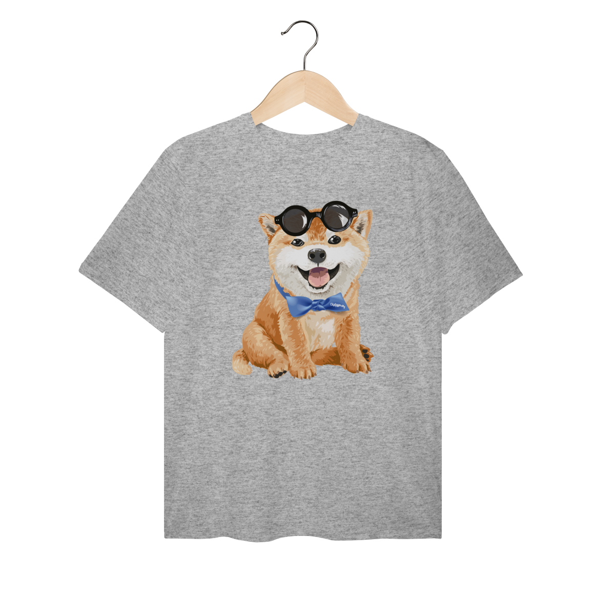 Nome do produto: Camiseta Plus Size Akita Filhote de Óculos e Gravatinha