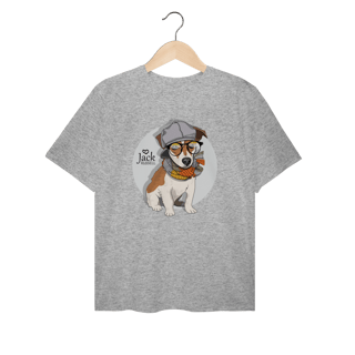 Camiseta Plus Size Jack Russell de Óculos e Cachecol