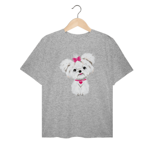 Camiseta Plus Size Maltês de Lacinho