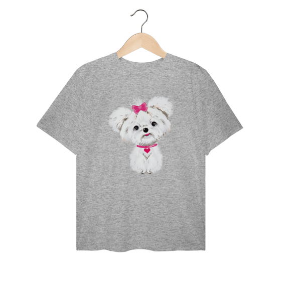 Camiseta Plus Size Maltês de Lacinho