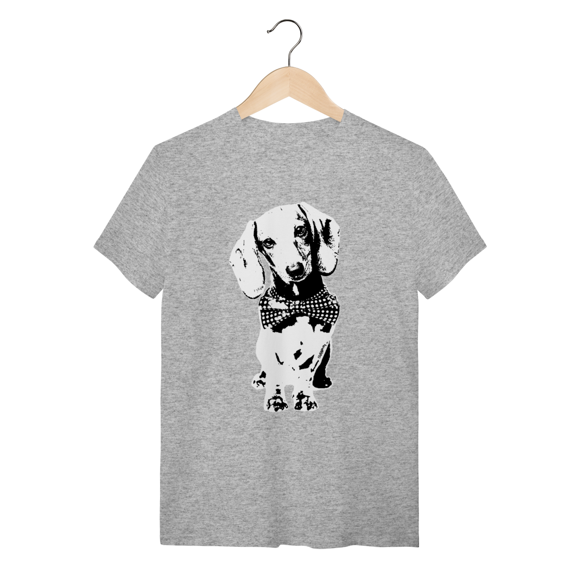 Camiseta Dachshund de Gravatinha em Preto e Branco