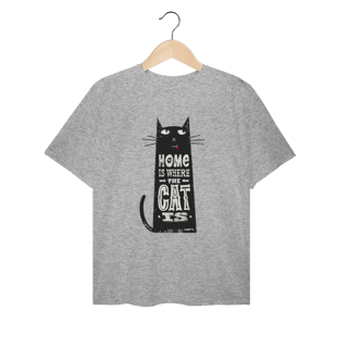 Camiseta Plus Size Home Is Where The Cat Is