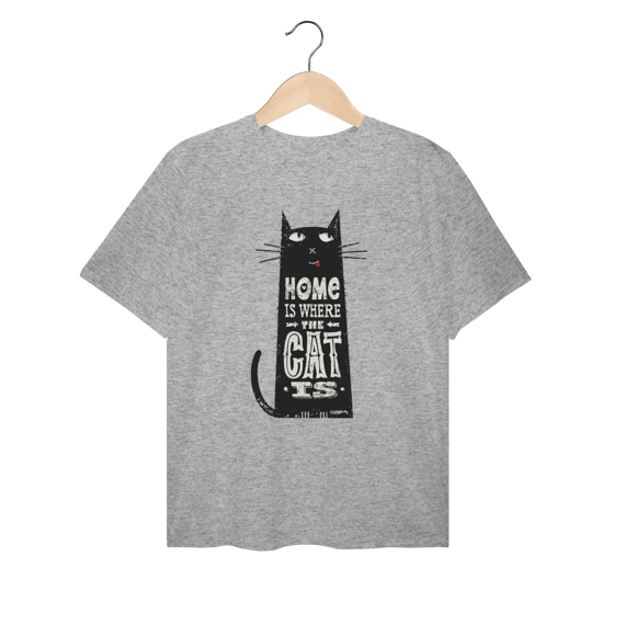 Camiseta Plus Size Home Is Where The Cat Is