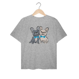 Nome do produto Camiseta Plus Size Bulldog Francês Casal de Gravatinha