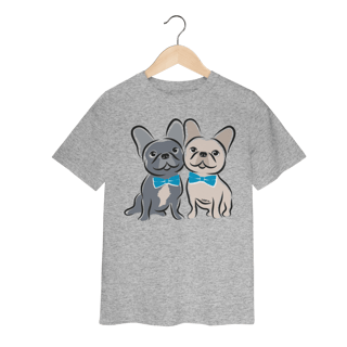 Nome do produto Camiseta Infantil Bulldog Francês Casal de Gravatinha