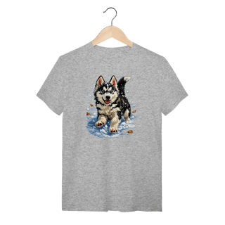 Nome do produto Camiseta Husky Siberiano Correndo na Neve