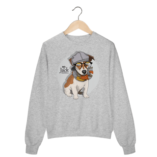 Nome do produto Moletom Blusão Jack Russell de Óculos e Cachecol