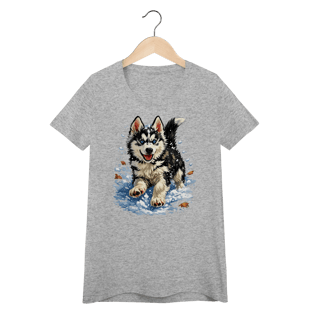 Nome do produto Baby Look Husky Siberiano Correndo na Neve