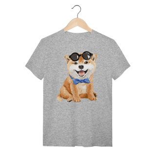 Nome do produto Camiseta Akita Filhote de Óculos e Gravatinha
