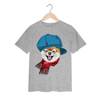 Nome do produto Camiseta Infantil Spitz Alemão de Boina e Cachecol