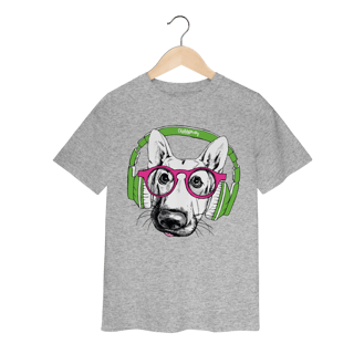 Nome do produto Camiseta Infantil Pastor Alemão de Óculos e Fone de Ouvido