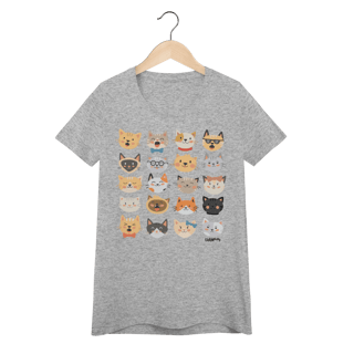Nome do produto Camiseta Feminina Baby Look Cats Emoticons