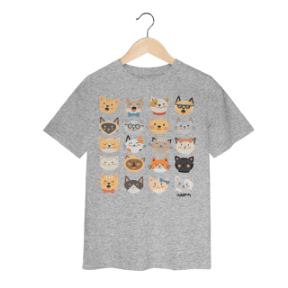 Nome do produto Camiseta Infantil Cats Emoticons