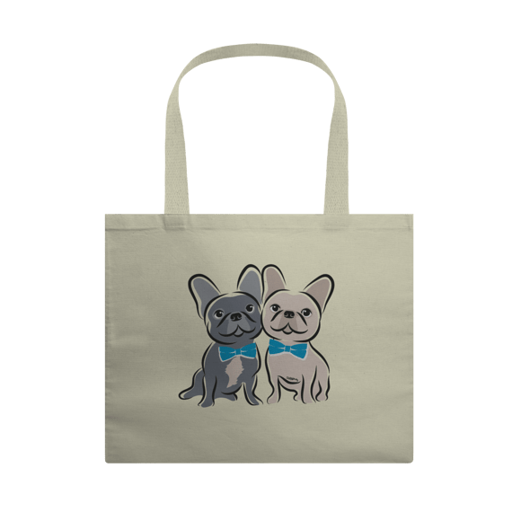 Ecobag Bulldog Francês Casal de Gravatinha