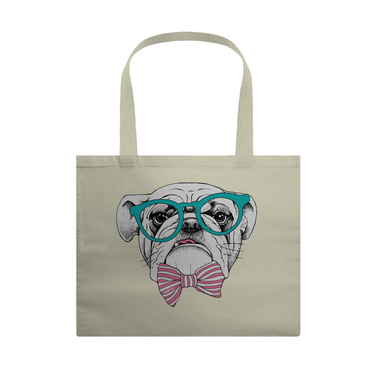 Nome do produto: Ecobag Bulldog Inglês de Óculos e Gravatinha