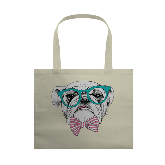 Ecobag Bulldog Inglês de Óculos e Gravatinha