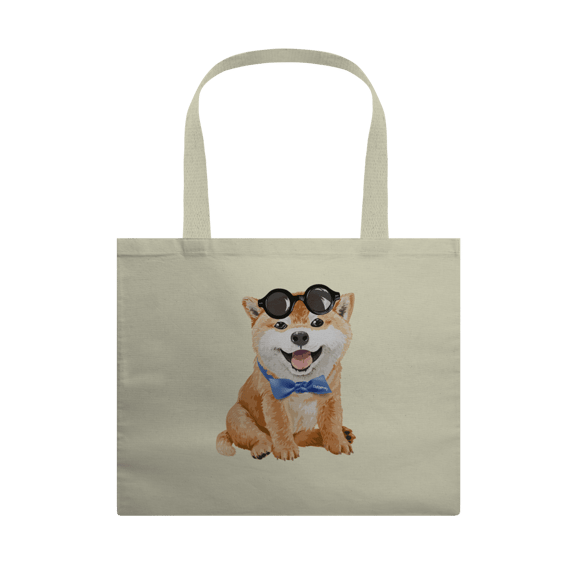 Ecobag Akita Filhote de Óculos e Gravatinha