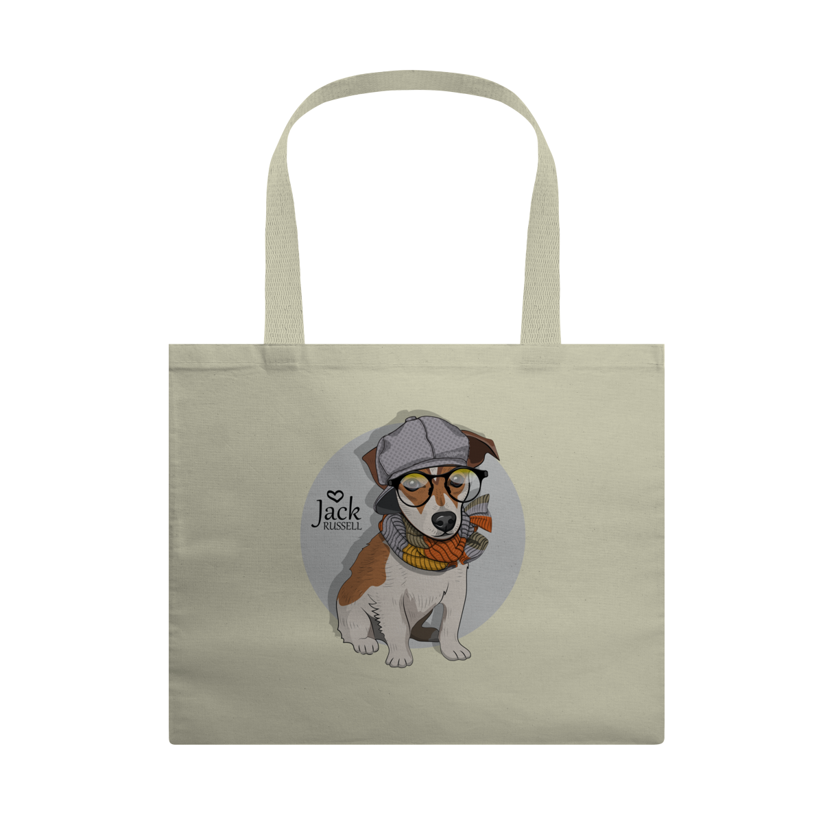 Nome do produto: Ecobag Jack Russell de Óculos e Cachecol