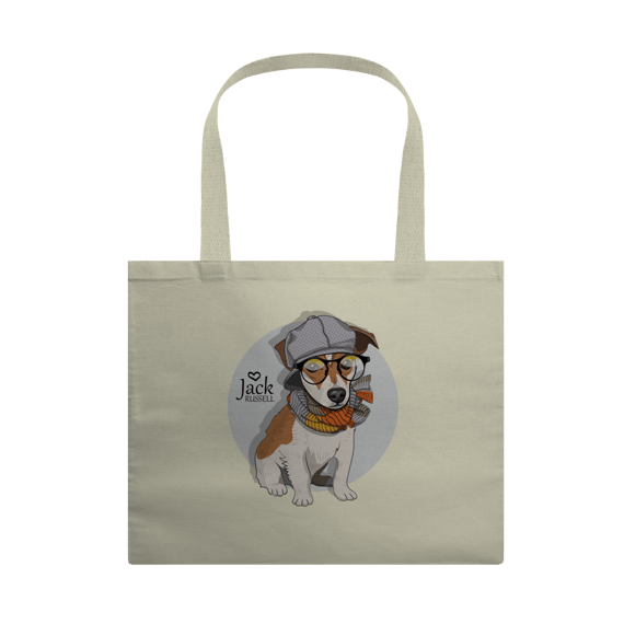 Ecobag Jack Russell de Óculos e Cachecol