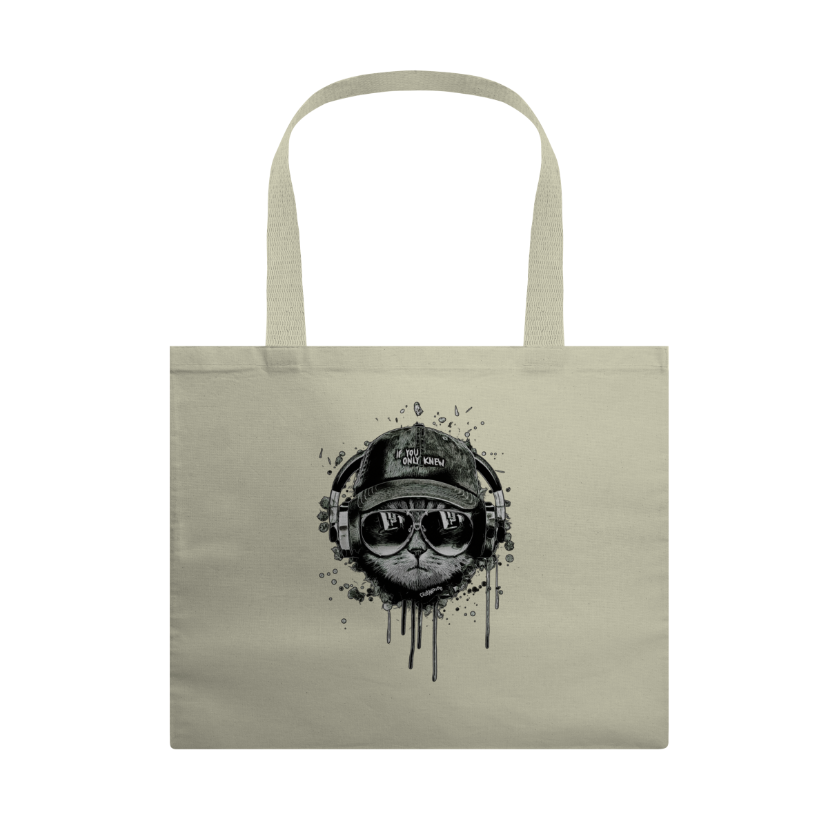 Ecobag Gato Ouvindo Música de Boné e Óculos