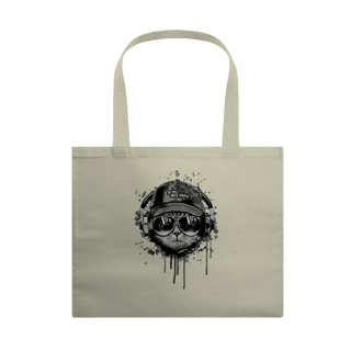 Ecobag Gato Ouvindo Música de Boné e Óculos