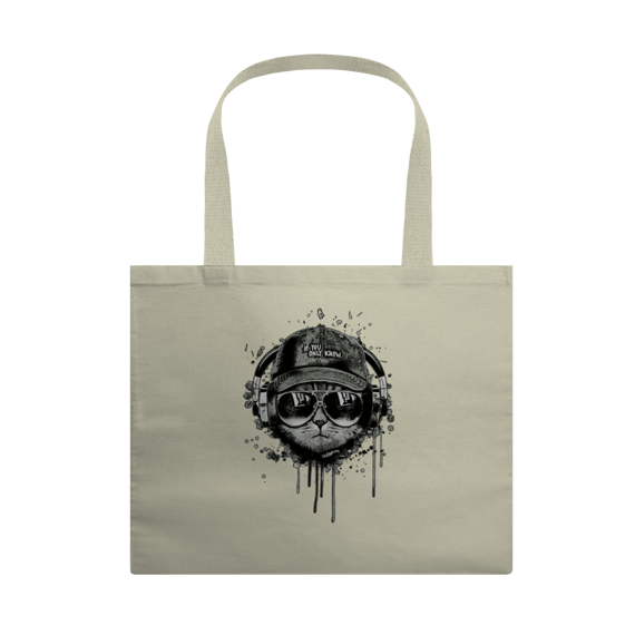 Ecobag Gato Ouvindo Música de Boné e Óculos