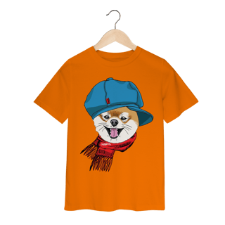 Nome do produto Camiseta Infantil Spitz Alemão de Boina e Cachecol