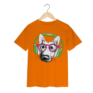 Nome do produto Camiseta Infantil Pastor Alemão de Óculos e Fone de Ouvido
