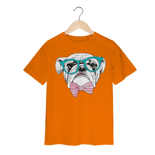 Nome do produto Camiseta Infantil Bulldog Inglês de Óculos e Gravatinha