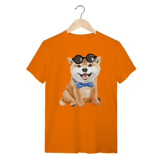 Nome do produto Camiseta Akita Filhote de Óculos e Gravatinha