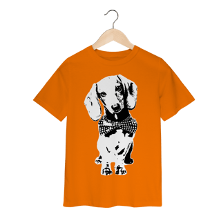 Nome do produto Camiseta Infantil Dachshund de Gravatinha em Preto e Branco