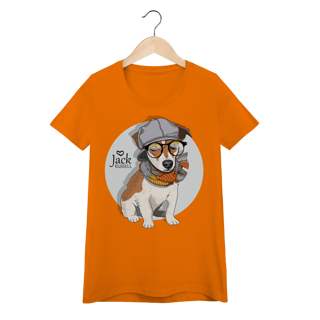 Nome do produto Baby Look Jack Russell de Óculos e Cachecol