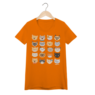 Nome do produto Camiseta Feminina Baby Look Cats Emoticons