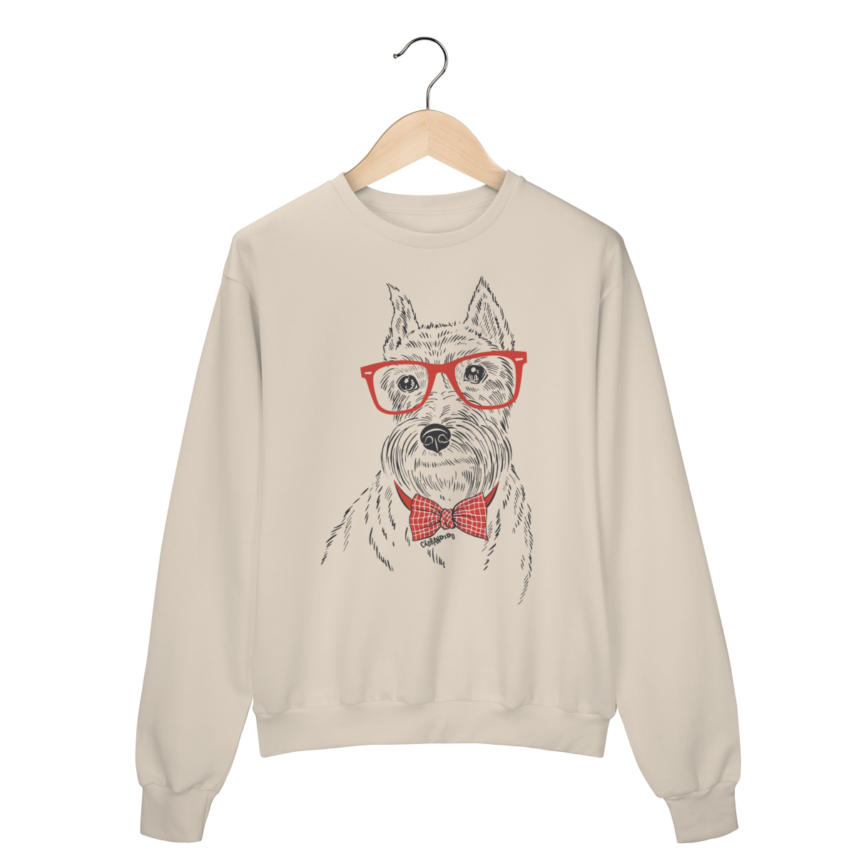 Nome do produto: Moletom Blusão Schnauzer de Óculos e Gravatinha