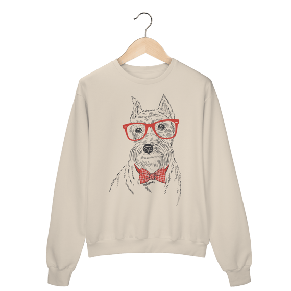 Moletom Blusão Schnauzer de Óculos e Gravatinha