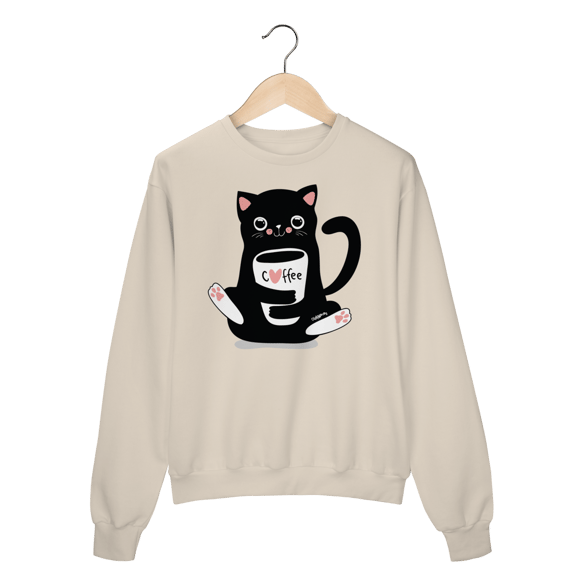 Blusão Moletom Gato Preto Café