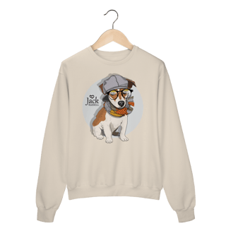 Nome do produto Moletom Blusão Jack Russell de Óculos e Cachecol