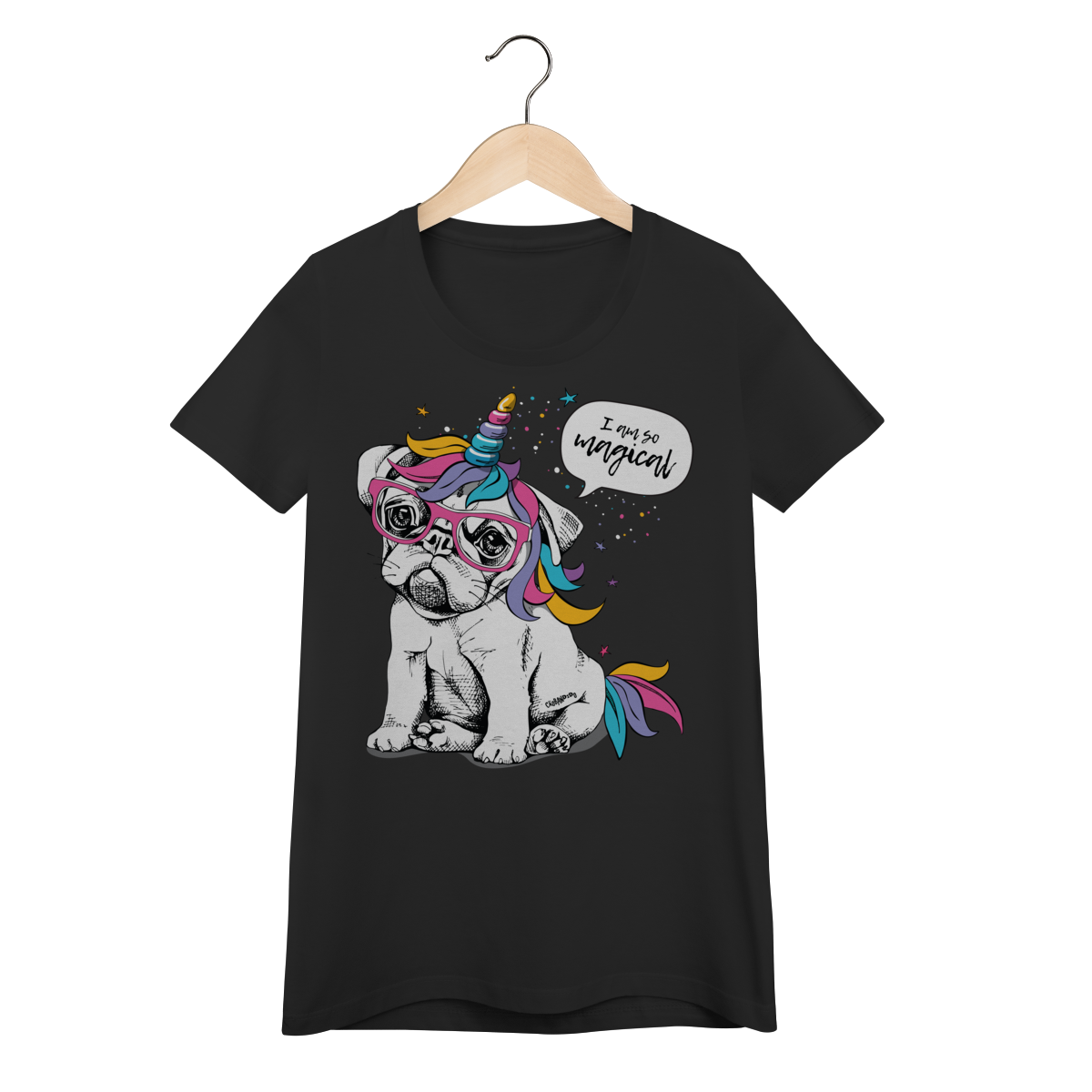 Nome do produto: Baby Look Bulldog Francês Unicórnio - I am So Magical