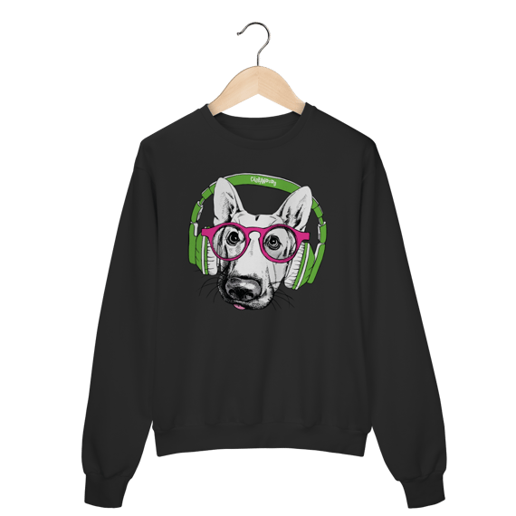 Moletom Blusão Pastor Alemão de Óculos e Fone de Ouvido