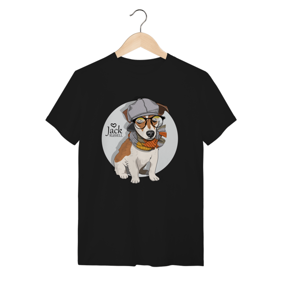 Camiseta Jack Russell de Óculos e Cachecol