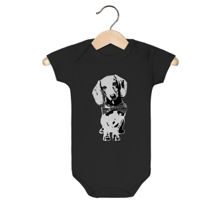 Nome do produto Body Bebê Dachshund de Gravatinha em Preto e Branco