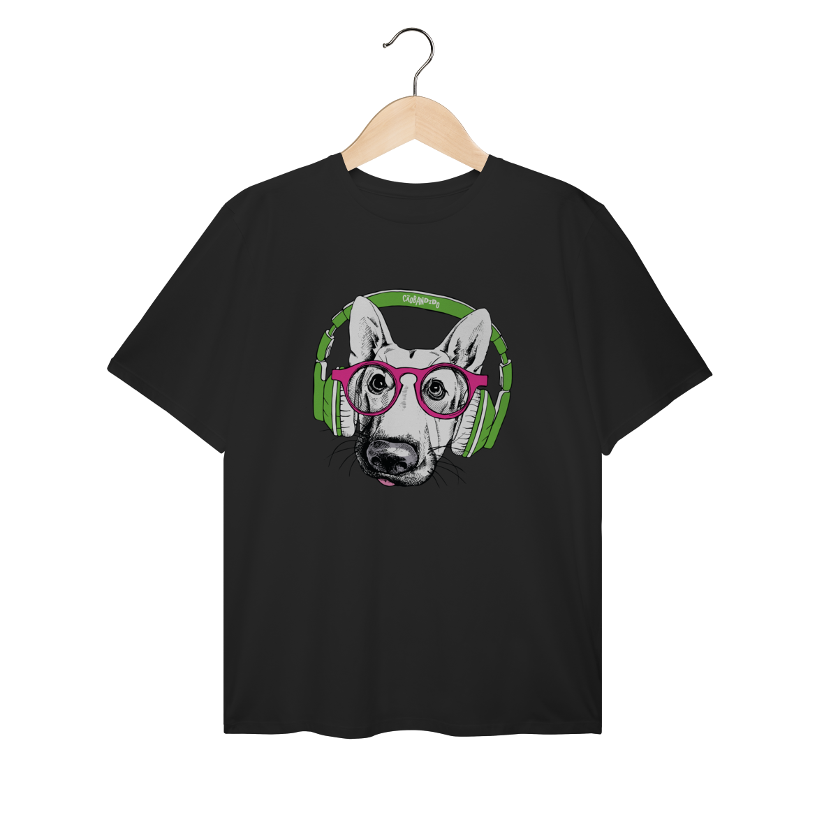 Nome do produto Camiseta Plus Size Pastor Alemão de Óculos e Fone de Ouvido