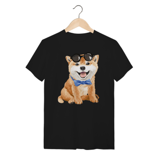 Nome do produto Camiseta Akita Filhote de Óculos e Gravatinha