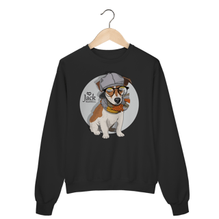 Nome do produto Moletom Blusão Jack Russell de Óculos e Cachecol