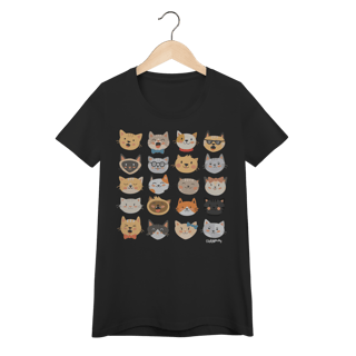 Nome do produto Camiseta Feminina Baby Look Cats Emoticons