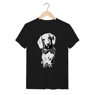 Nome do produto Camiseta Dachshund de Gravatinha em Preto e Branco