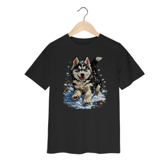 Nome do produto Camiseta Infantil Husky Siberiano Correndo na Neve