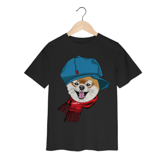 Nome do produto Camiseta Infantil Spitz Alemão de Boina e Cachecol